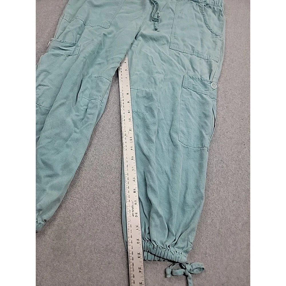 Tianello Joggers Womens XS Green Tencel Rayon Lightweight Baggy Spring Casual - Picture 2 of 15